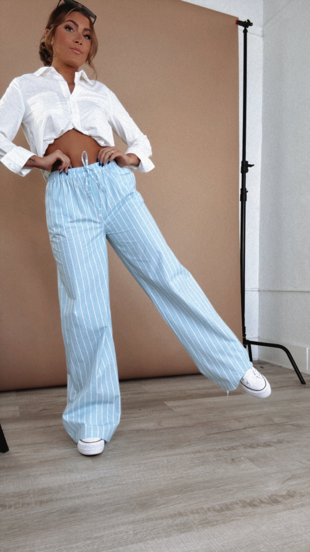 Trendiest Striped Wide Leg Boxer Pant, Blue