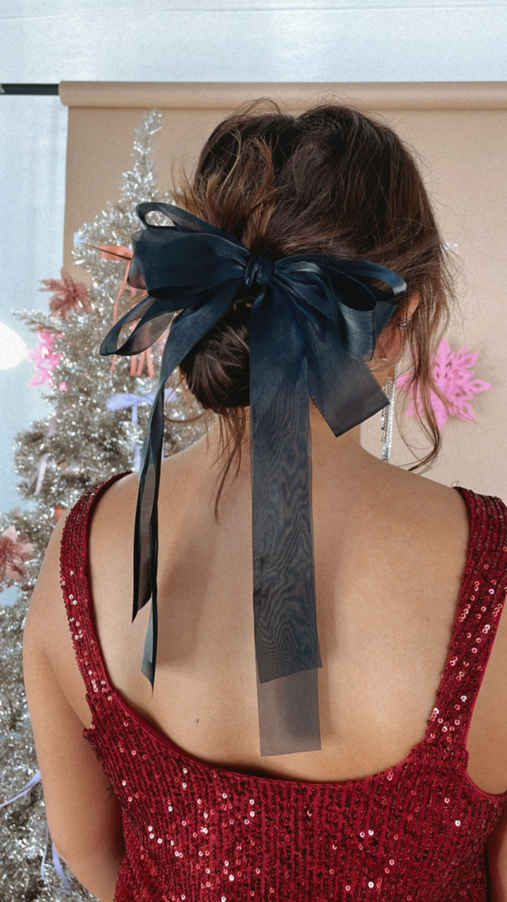 Black Satin Bow