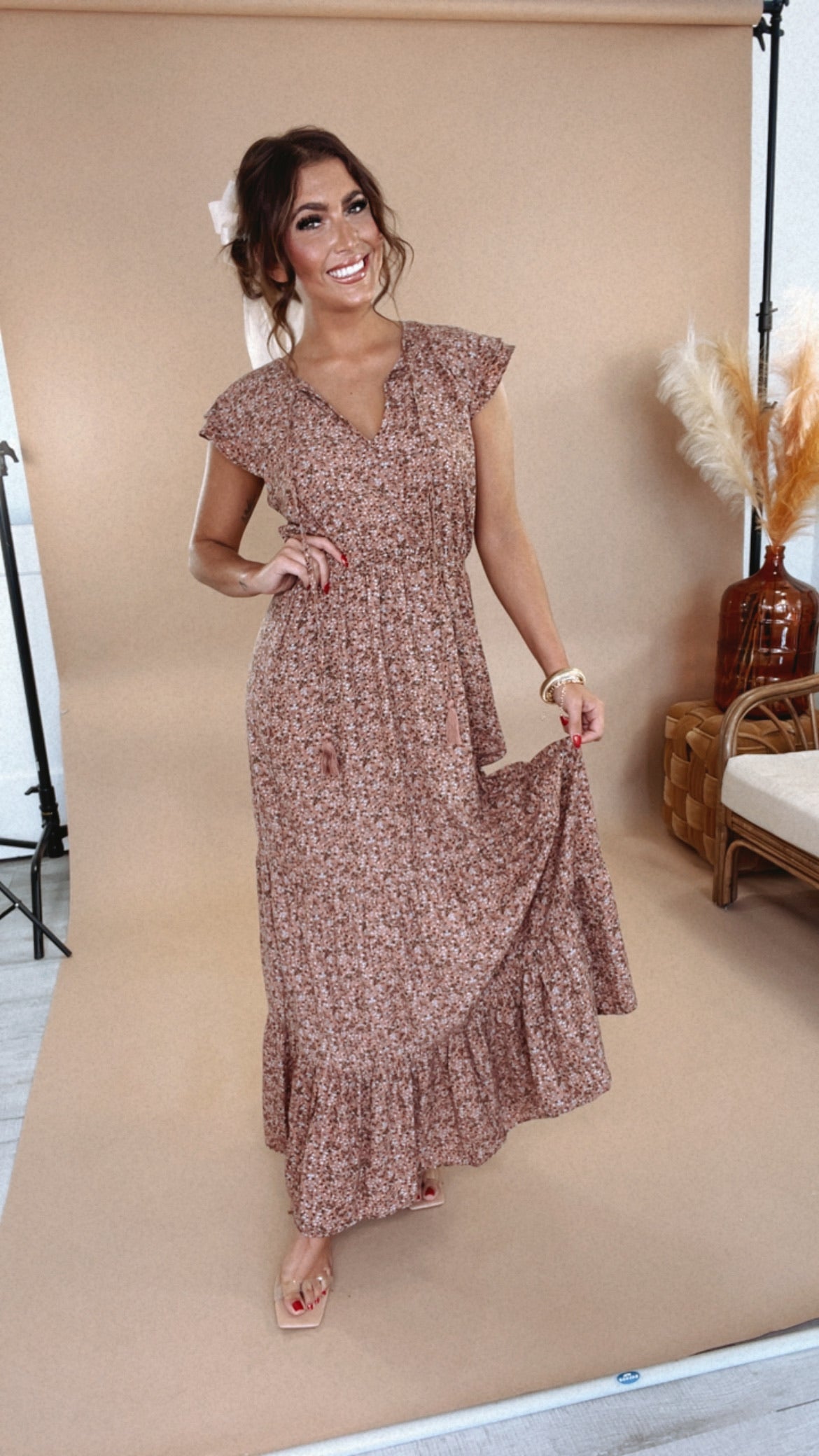 Floral mauve dress best sale