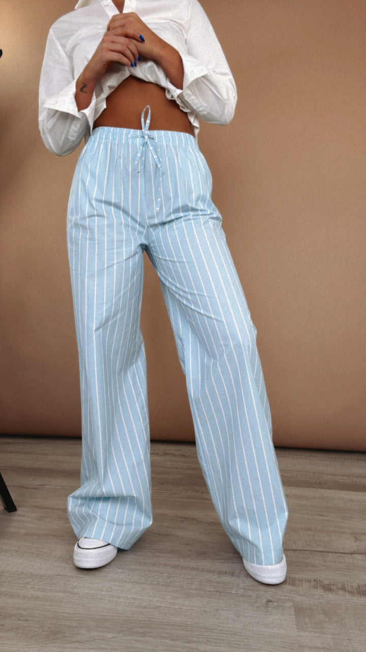 Trendiest Striped Wide Leg Boxer Pant, Blue