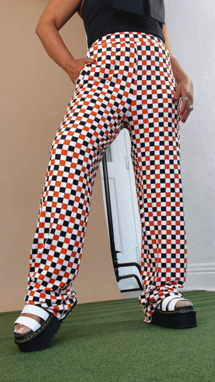 PRE ORDER: 10/1: ECB Exclusive : Kickin' It Checkered Pant, Orange/Black