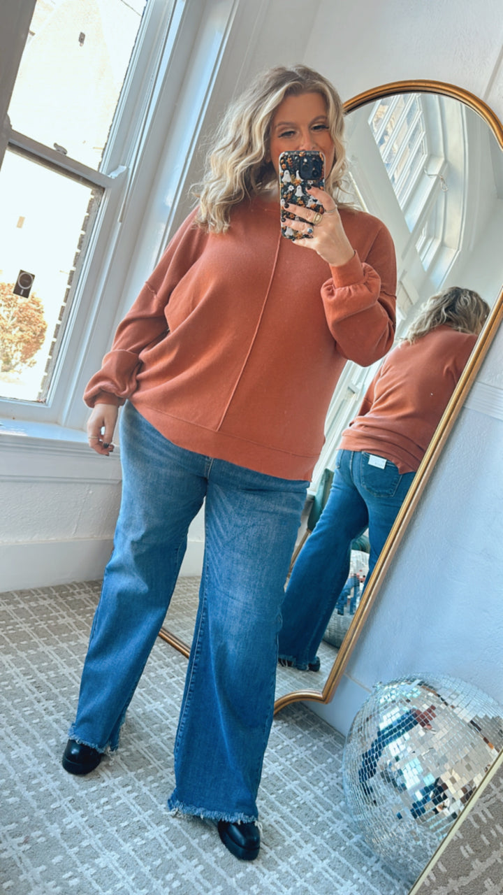 All About You Oversized Knit Sweater , Rust