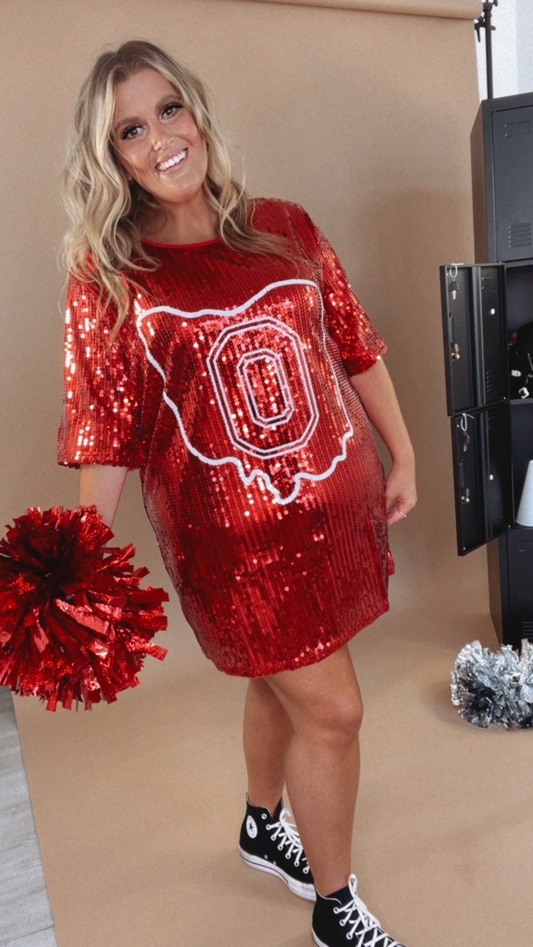 OH Spirit Sequin Dress, Red