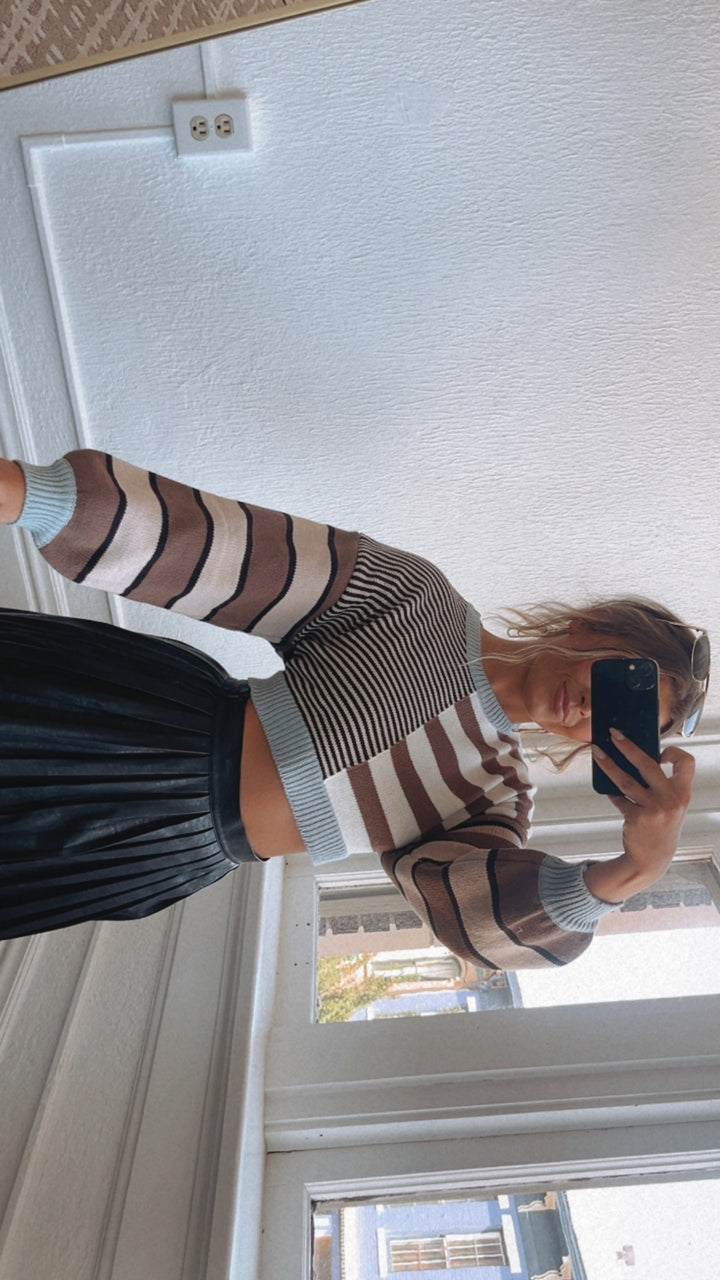 Cropped Striped Sweater, Multi