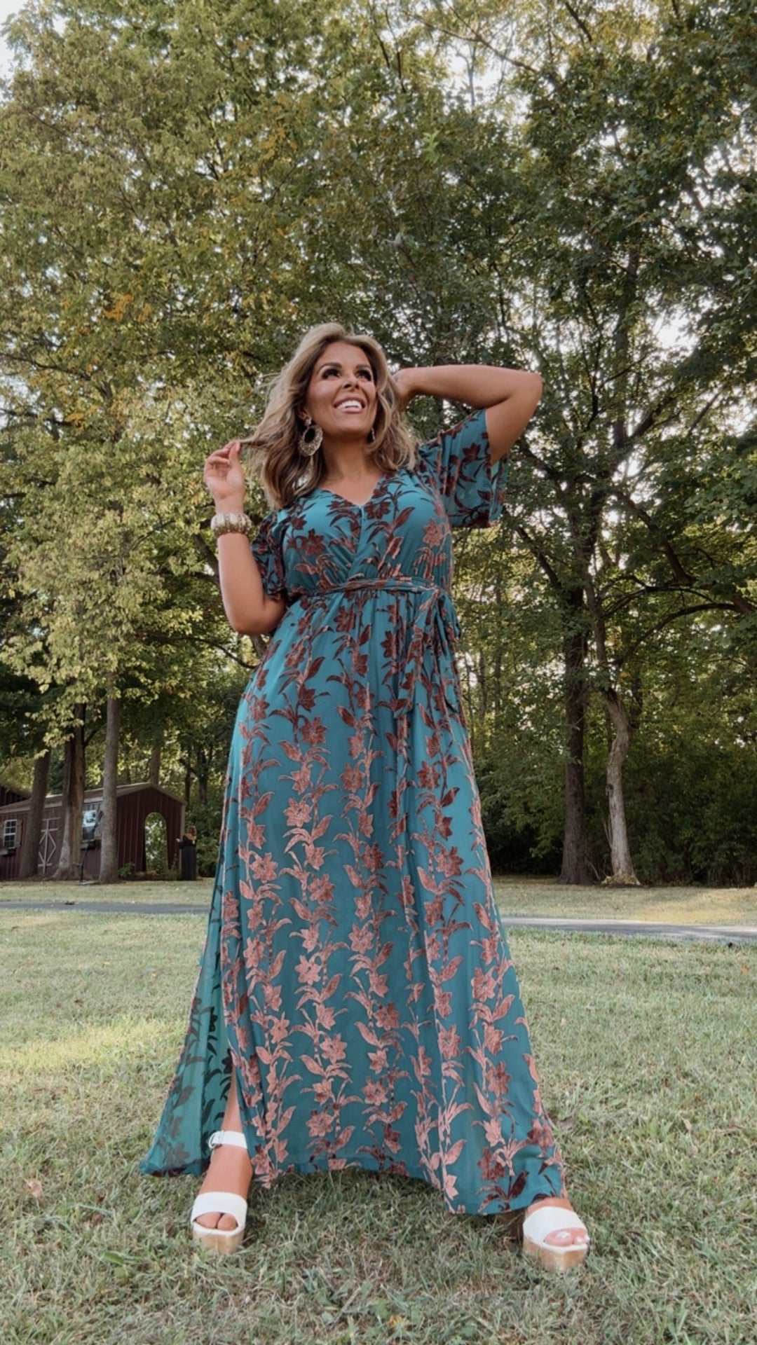 Enchanted Velvet Detailed Maxi Dress, Turquoise