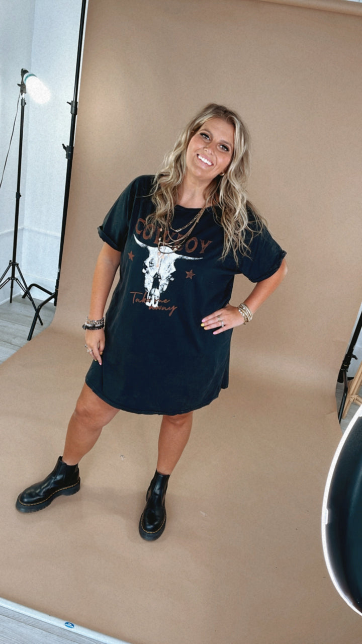 Cowboy Take Me Away Graphic Tee Dress