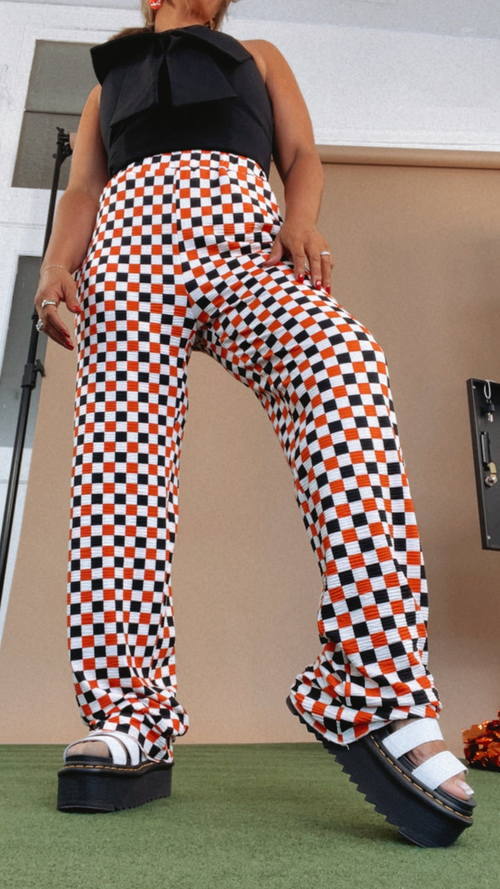 PRE ORDER: 10/1: ECB Exclusive : Kickin' It Checkered Pant, Orange/Black