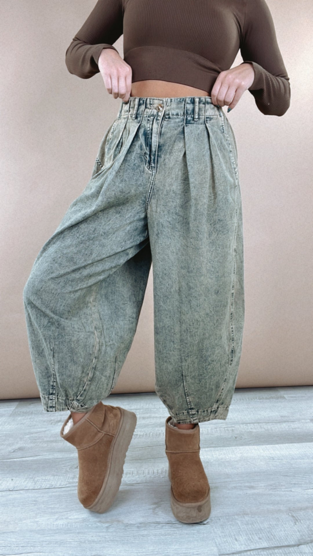 Oli & Hali: Washed Barrel Pants, Denim