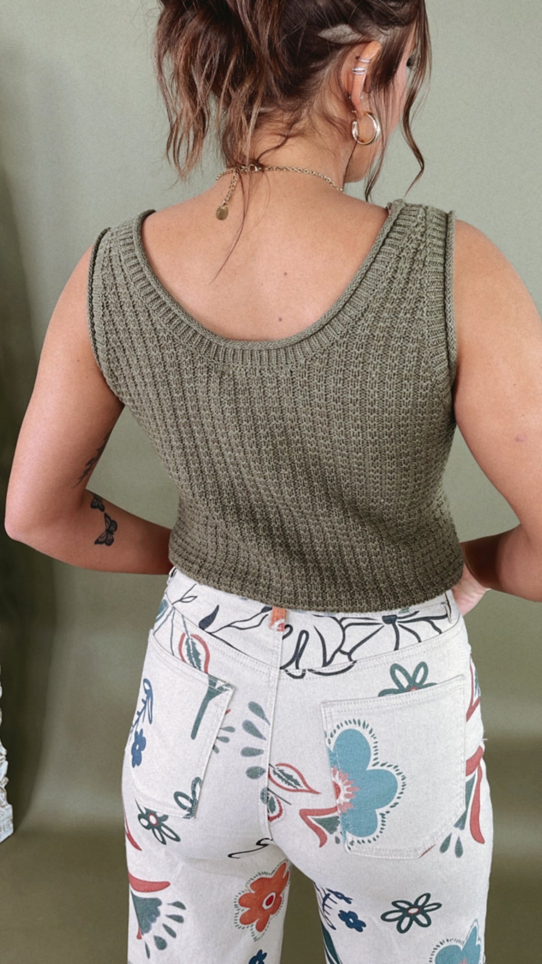 This Or That Textured Sweater Tank, Olive