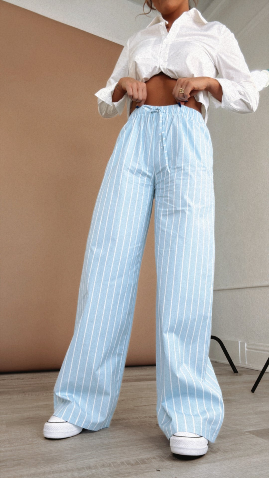 Trendiest Striped Wide Leg Boxer Pant, Blue