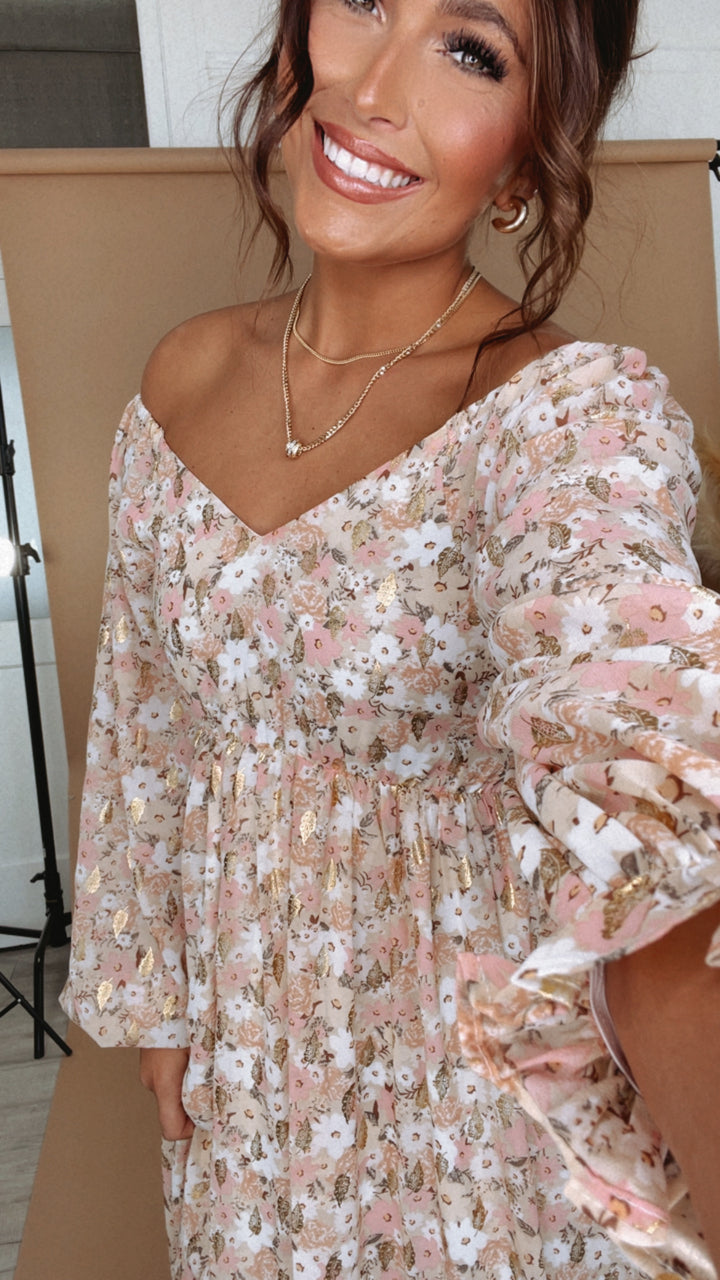 ECB Exclusive: Timeless Romantic Chiffon Maxi Dress, Pink Floral