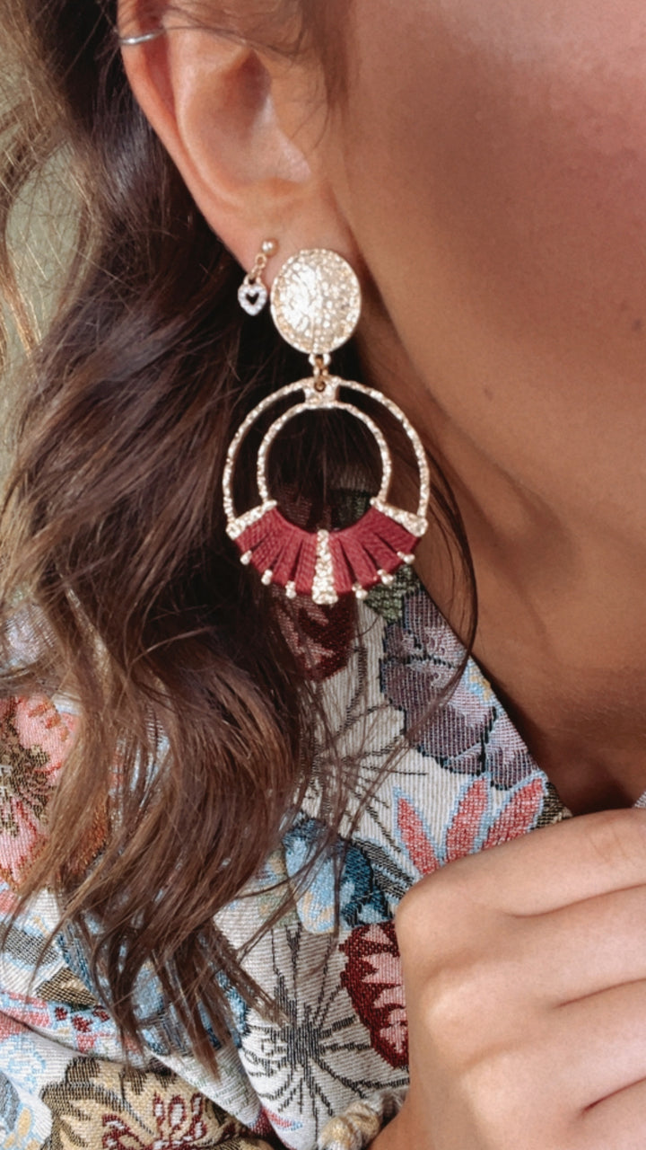 Wrapped Circle Dangle Earring, Wine