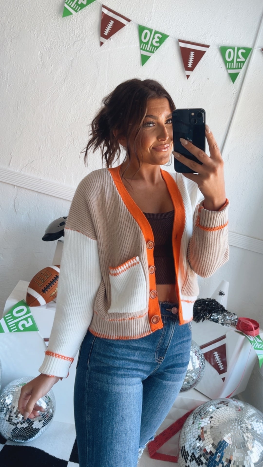 Layer Up Patchwork Cardi, Orange