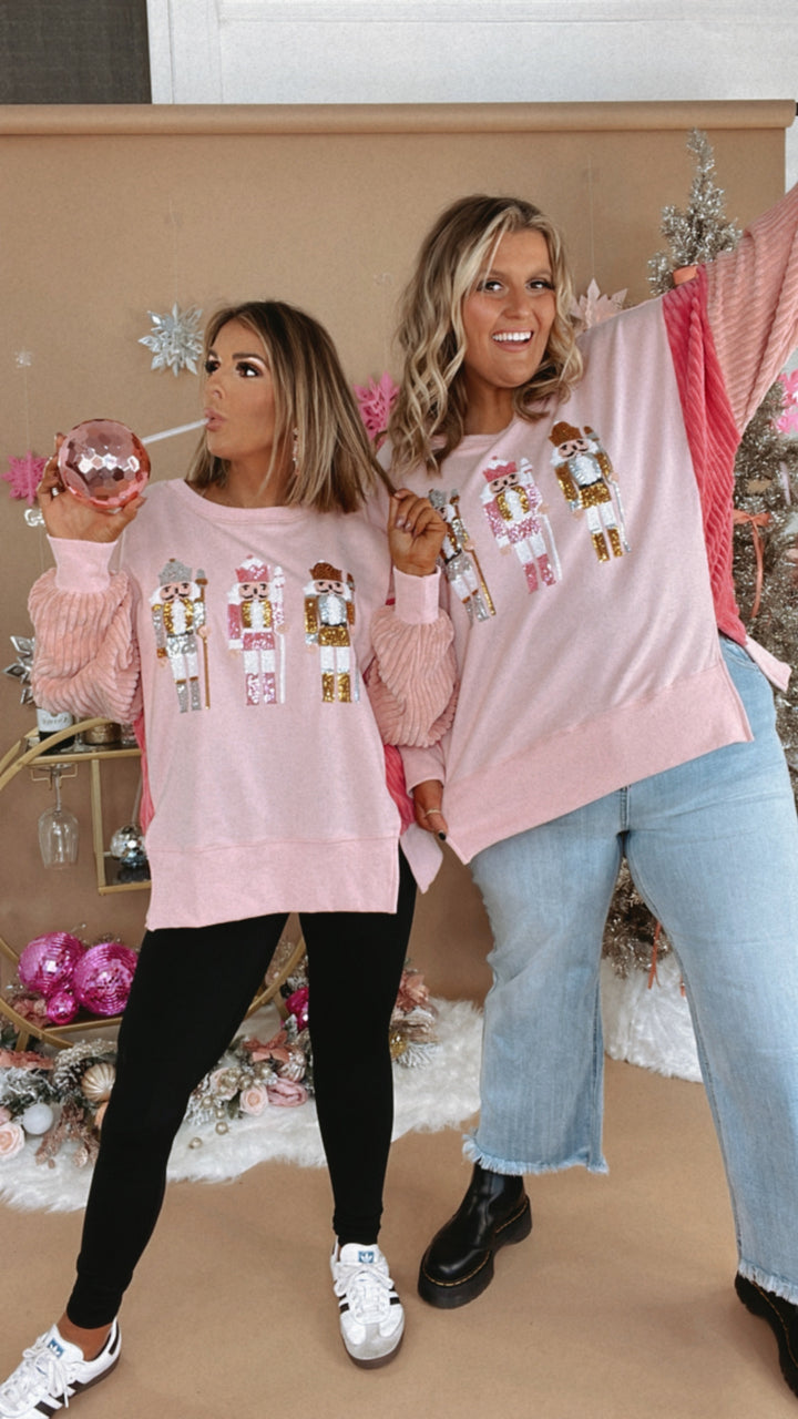 Most Cheer Nutcracker Oversized Sweatshirt, Pink