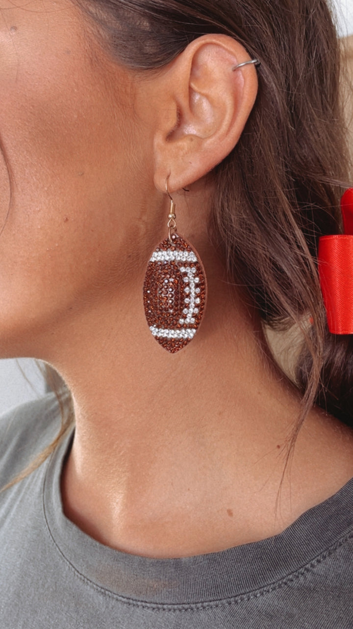 Football For Days Glam Earring, Brown