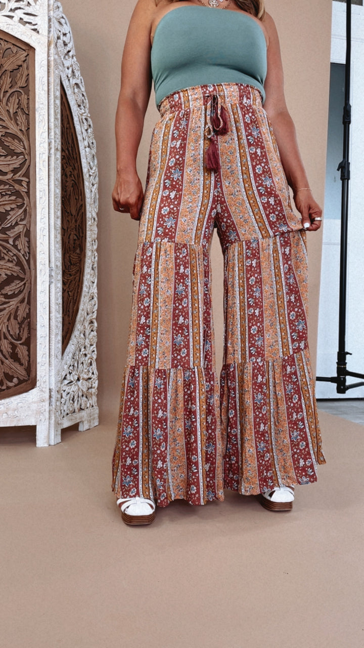 Sunset Blooms Wide Leg Pant, Yellow