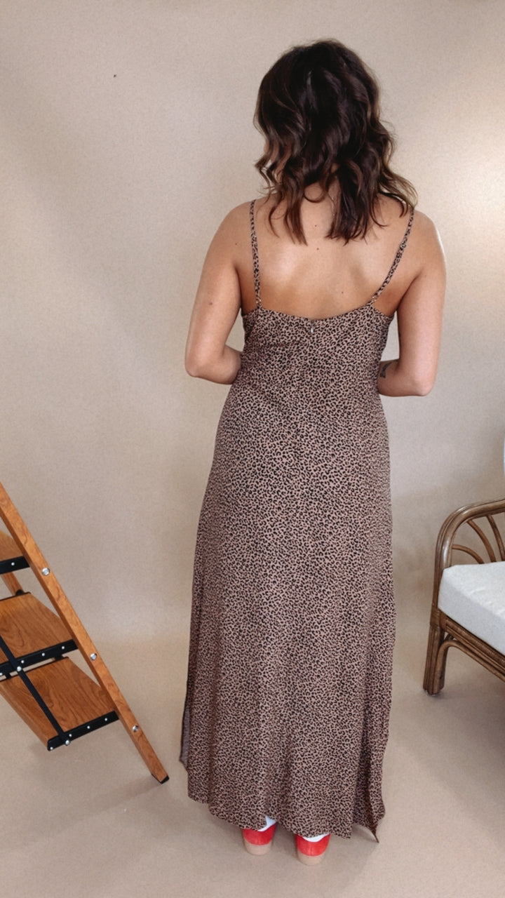 Link Up Leopard Print Maxi Dress, Brown