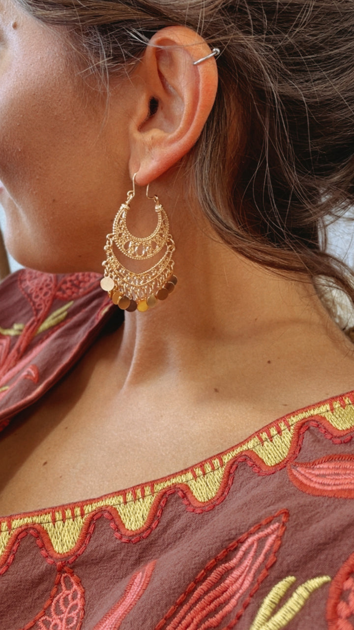 Boho Elegance Gold Coin Earrings