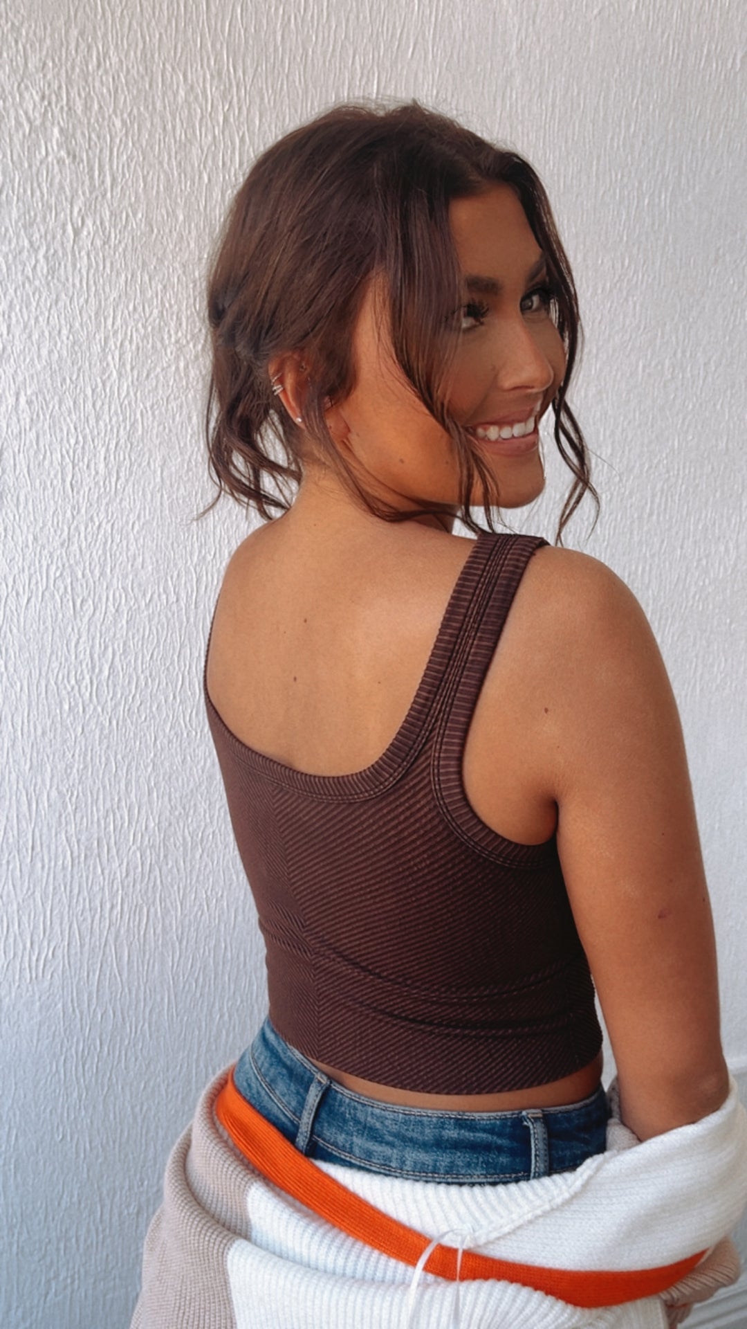 Less Is More Crop Tank, brown