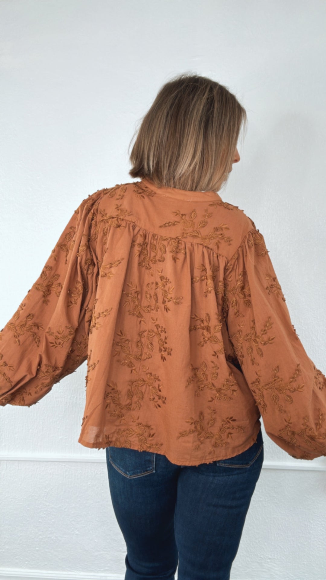 Serenade Floral Embellished Top, Rust