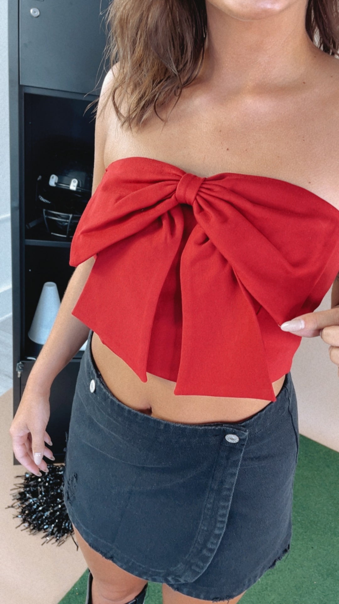 It Girl Bow Detail Tube Top, Red