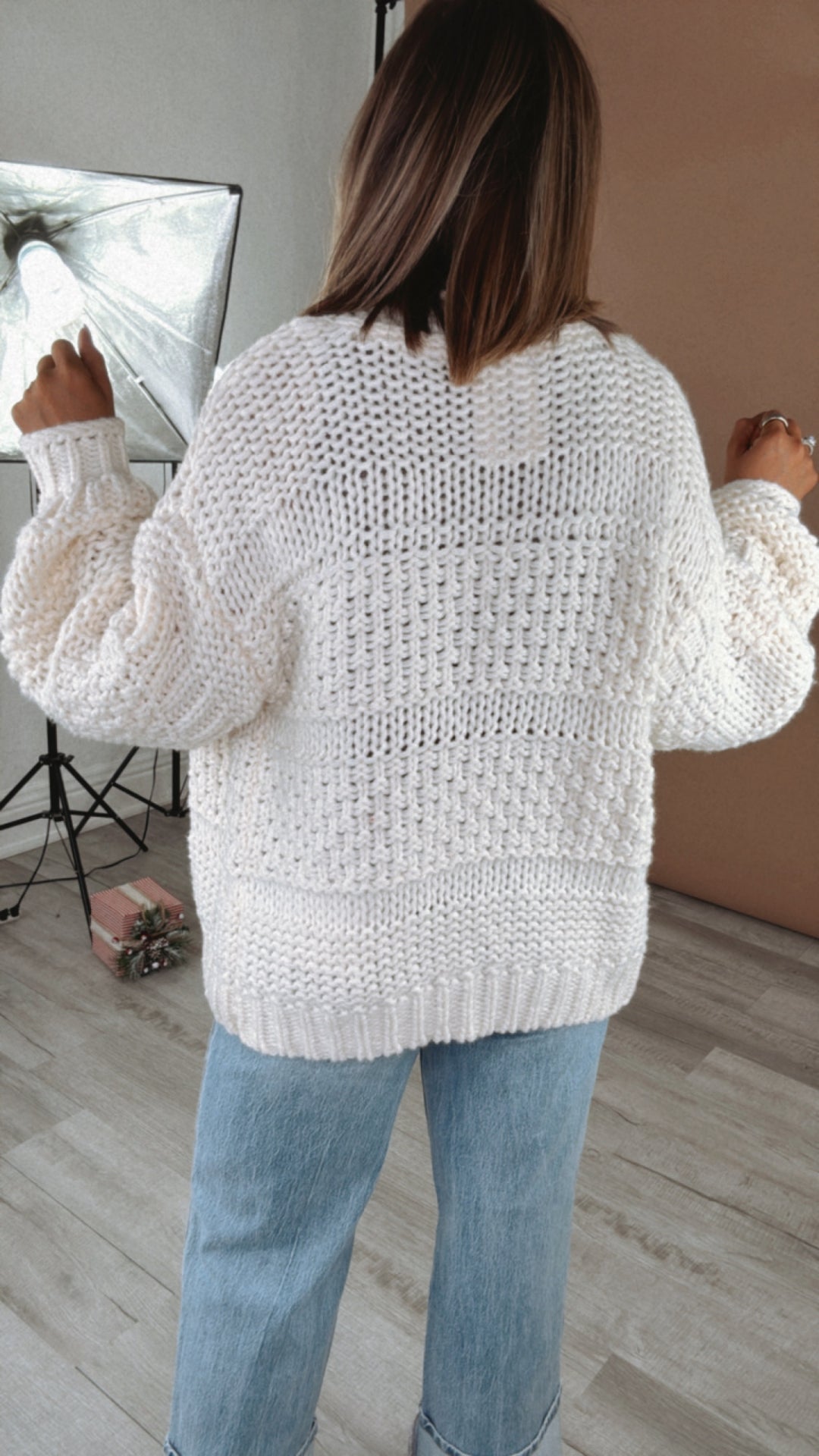 All In Oversized Sweater Cardi, Cream