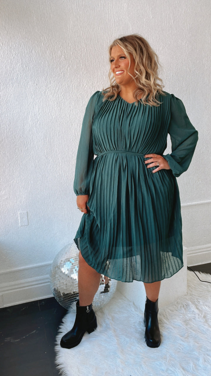 Main Event Long Sleeve Midi Dress, Sea Green