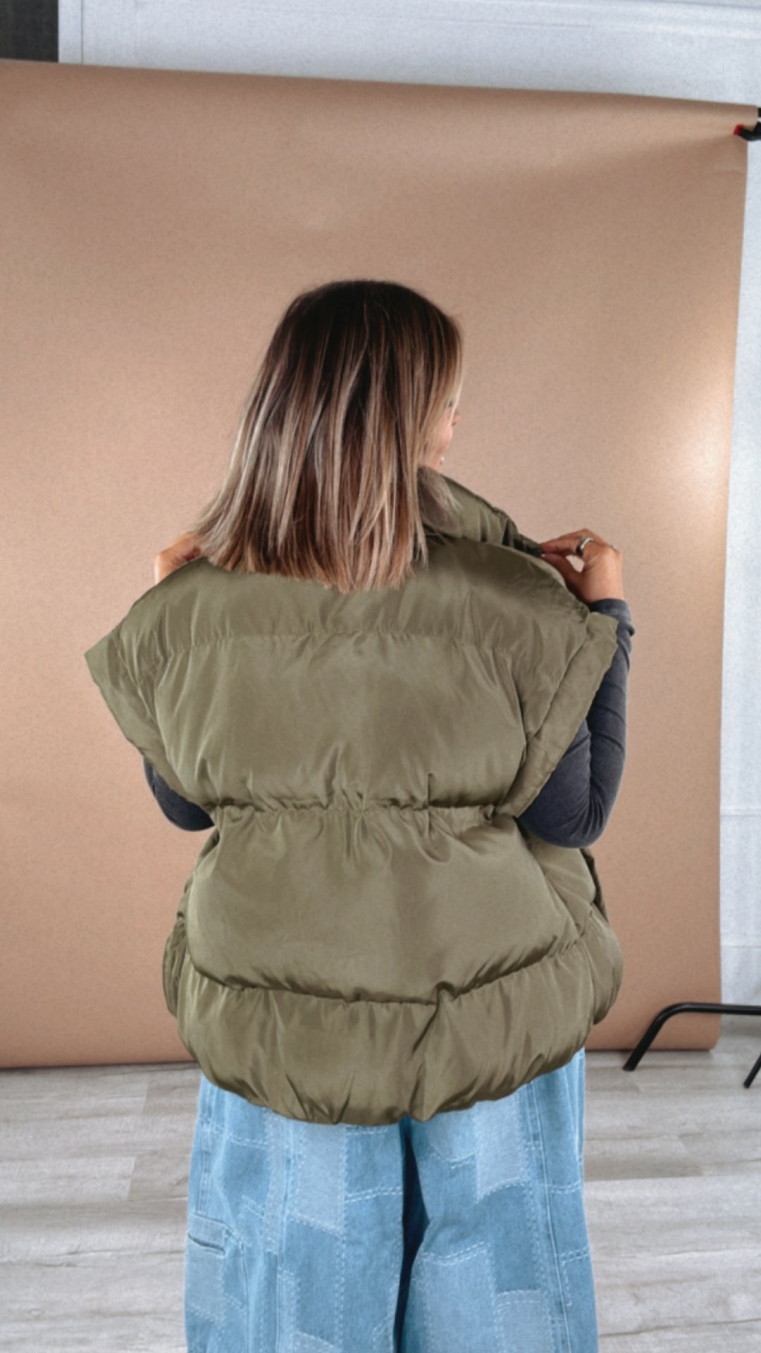 Over Sized Puffer Vest, Green