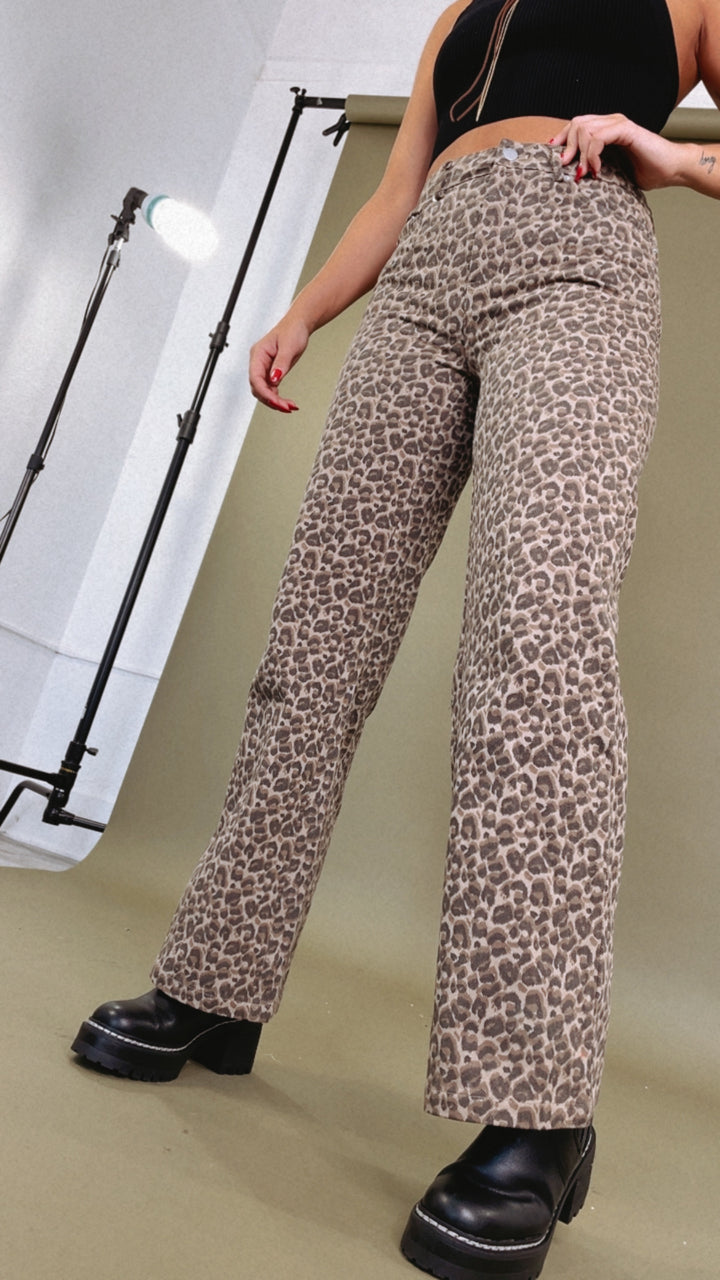 Trending Now Wide Leg Leopard Print Pant