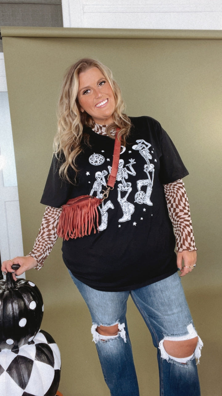 Dancing Cowboy Skeleton Tee, Black