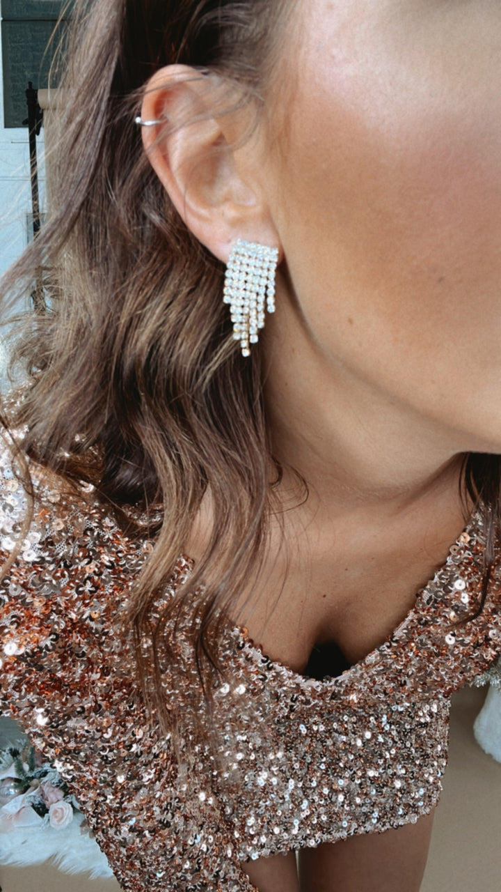 Picture Perfect Rhinestone Earring, Gold