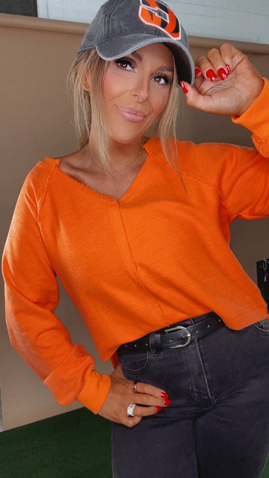 Throw It On Distressed Crop Top, Orange