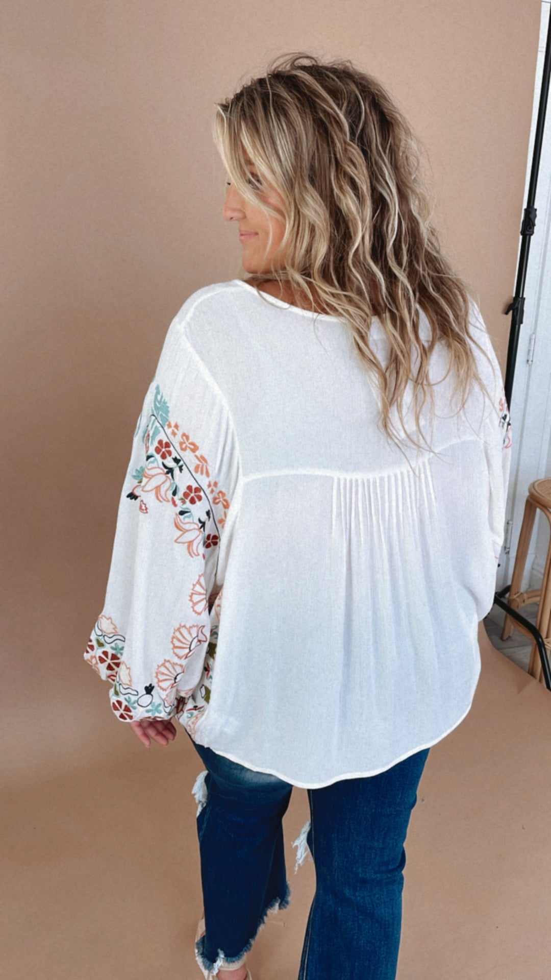 Emmy Embroidered Blouse, White