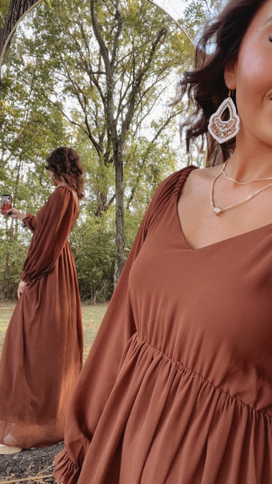 PREORDER 10.7.24 ECB Exclusive: Timeless Romantic Chiffon Maxi Dress, Brown