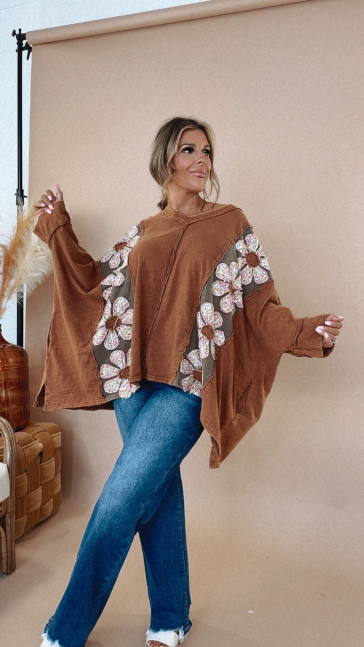 Bloom Into You Floral Boho Top, Camel