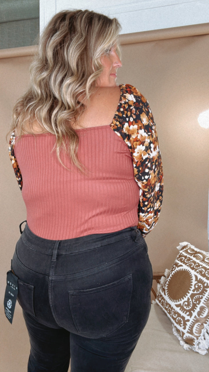 For Floral Off The Shoulder Top, Marsala