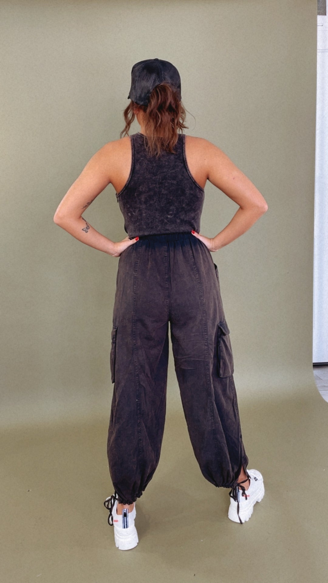 Corrie Cargo Pant Jumpsuit, Black