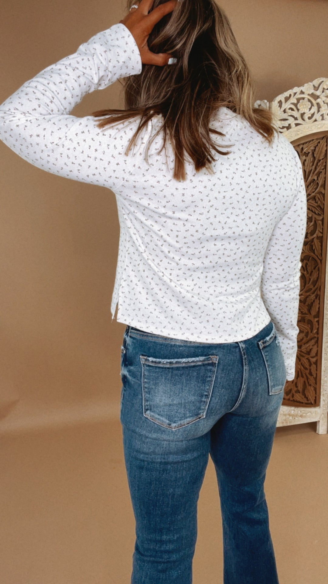 Daisy Dainty Floral Long Sleeve Top, White