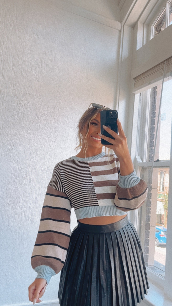 Cropped Striped Sweater, Multi