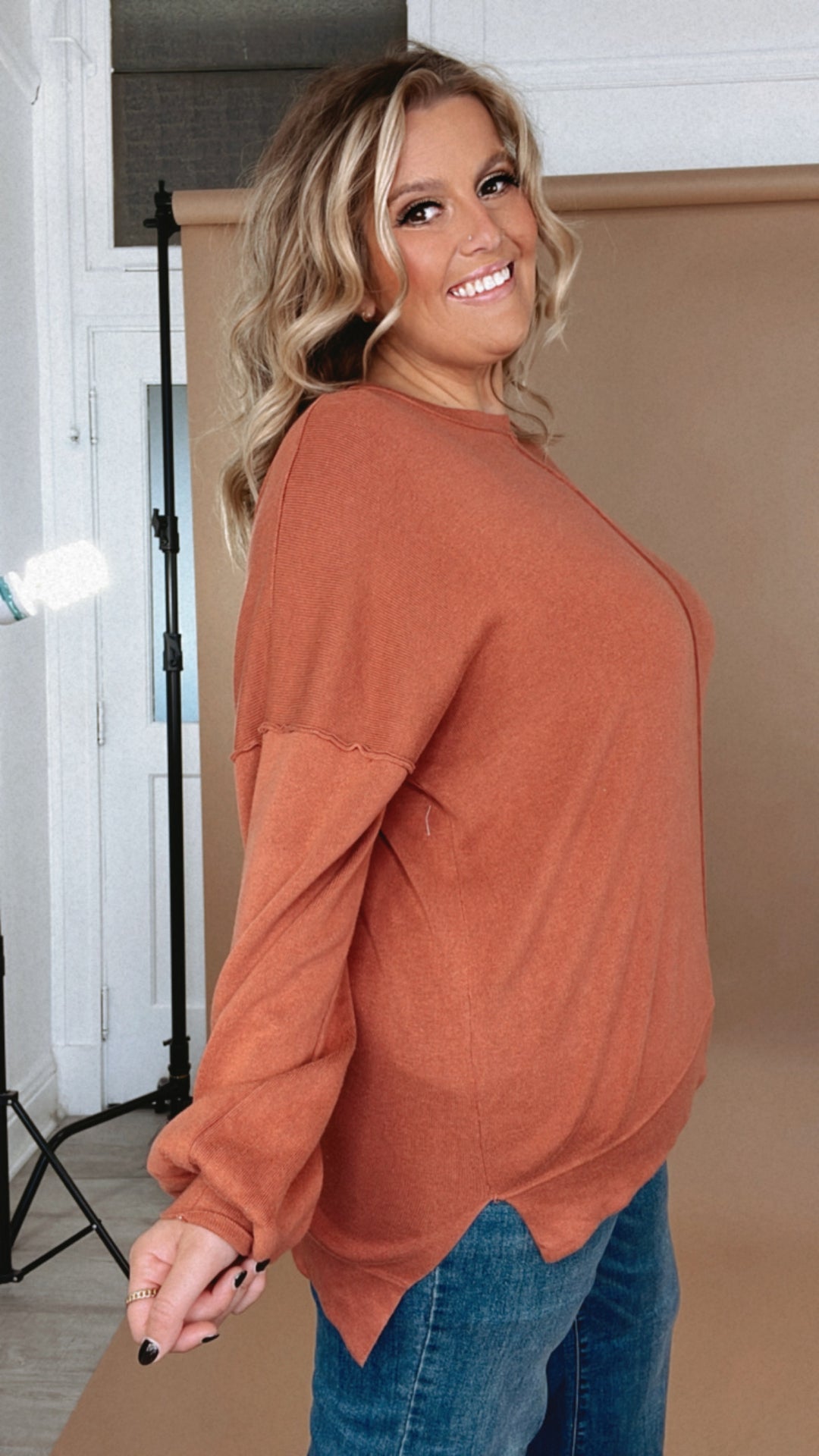 All About You Oversized Knit Sweater , Rust