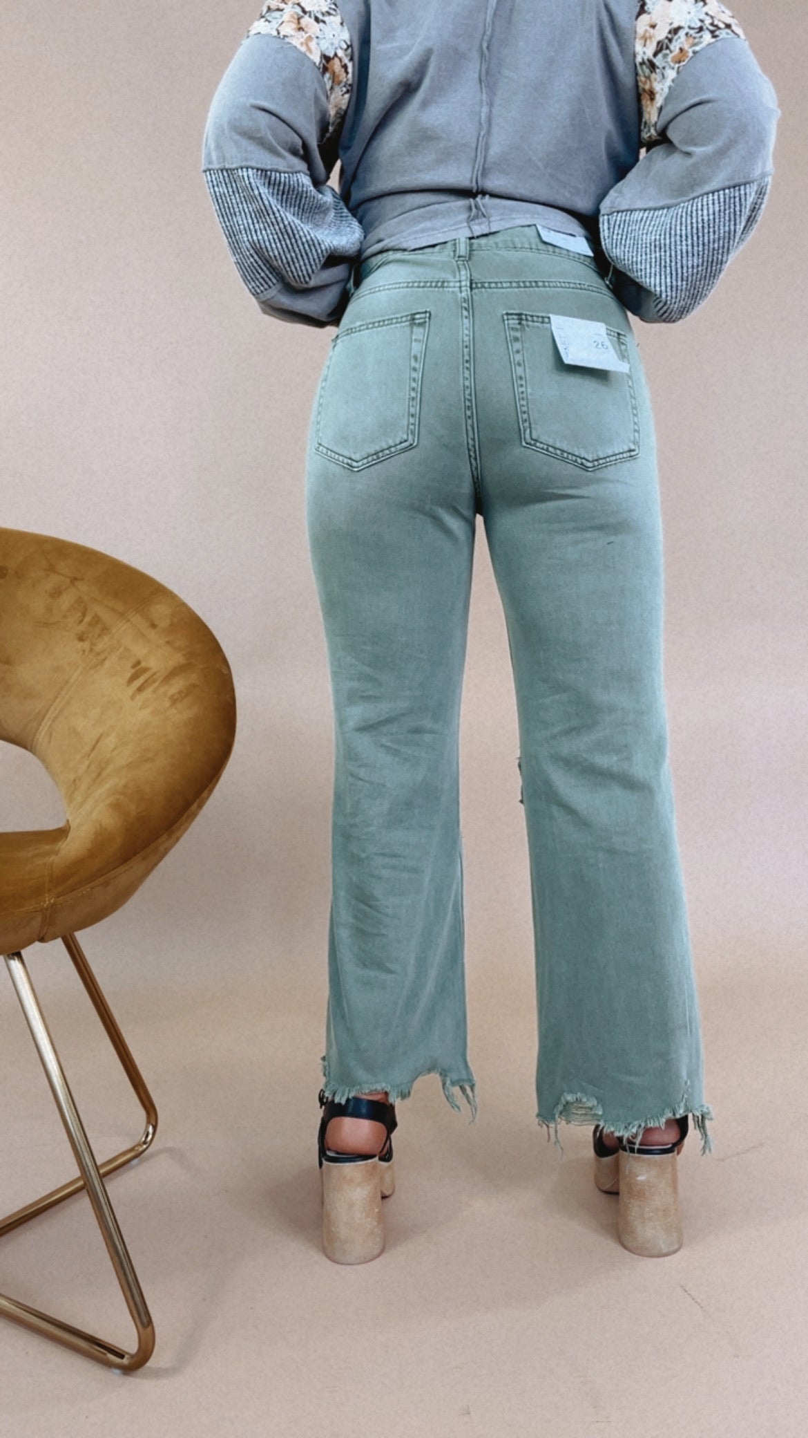 Brooks Distressed Jean Army Green VERVET