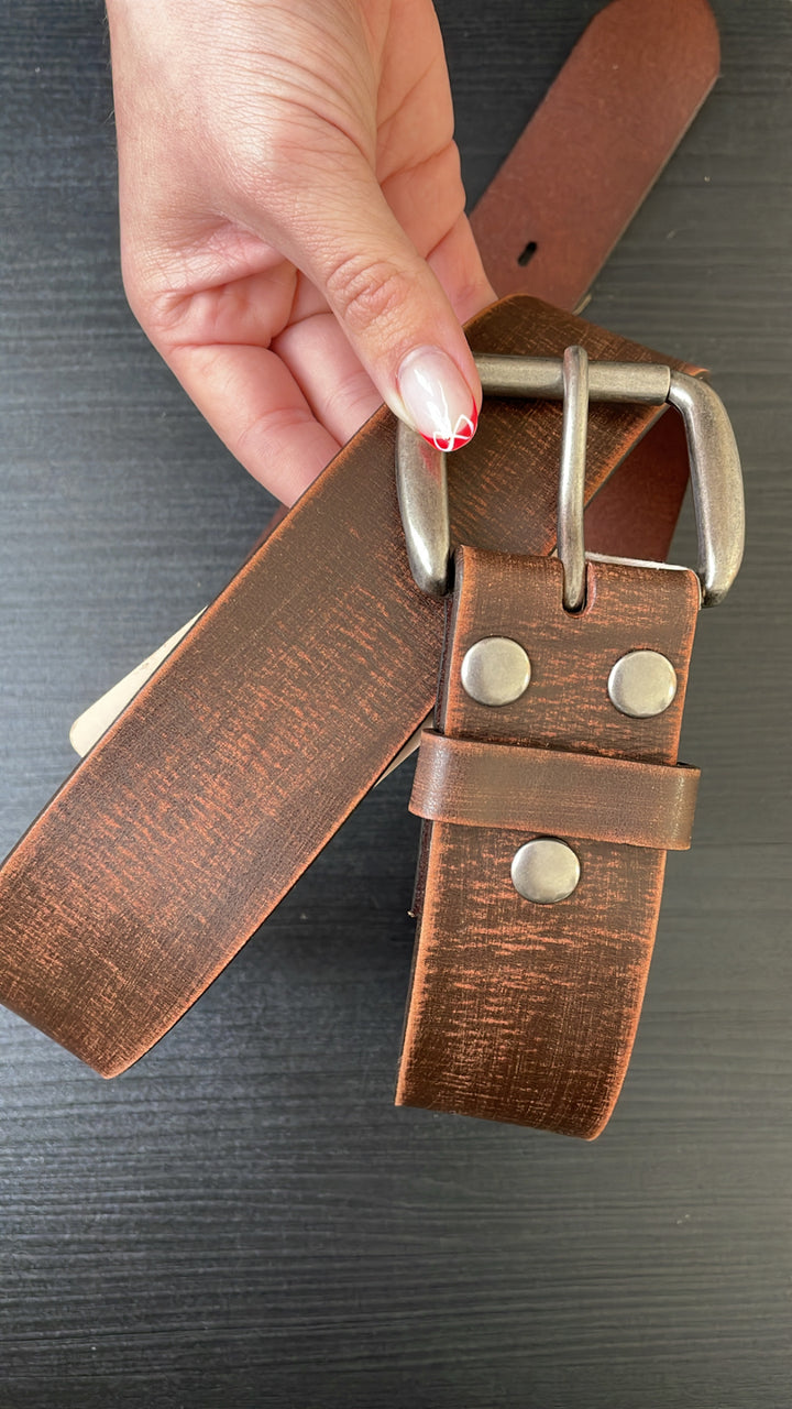 Hobo Leather Belt, Brown Abrasive