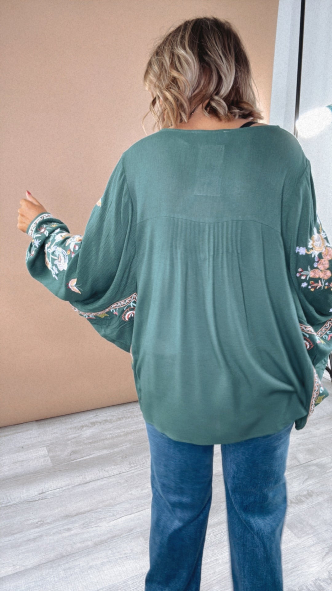 Ellie Embroidered Blouse, Green