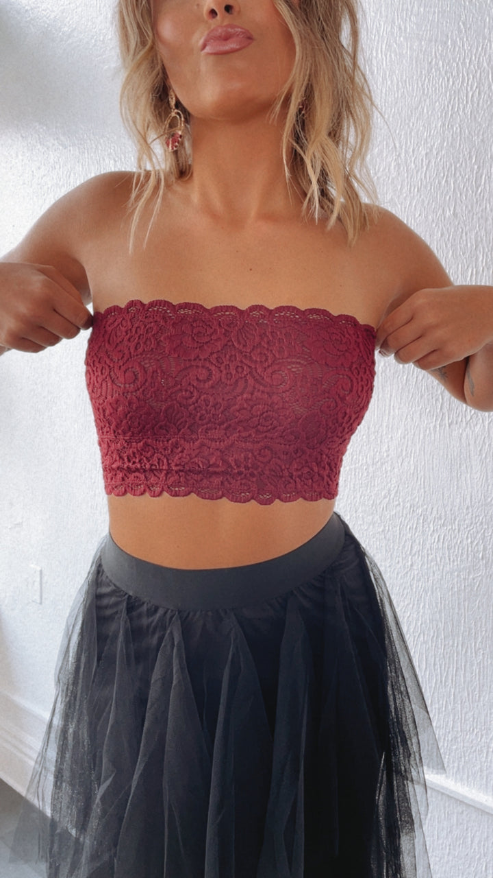 Layer Up Lace Bandeau, Burgundy