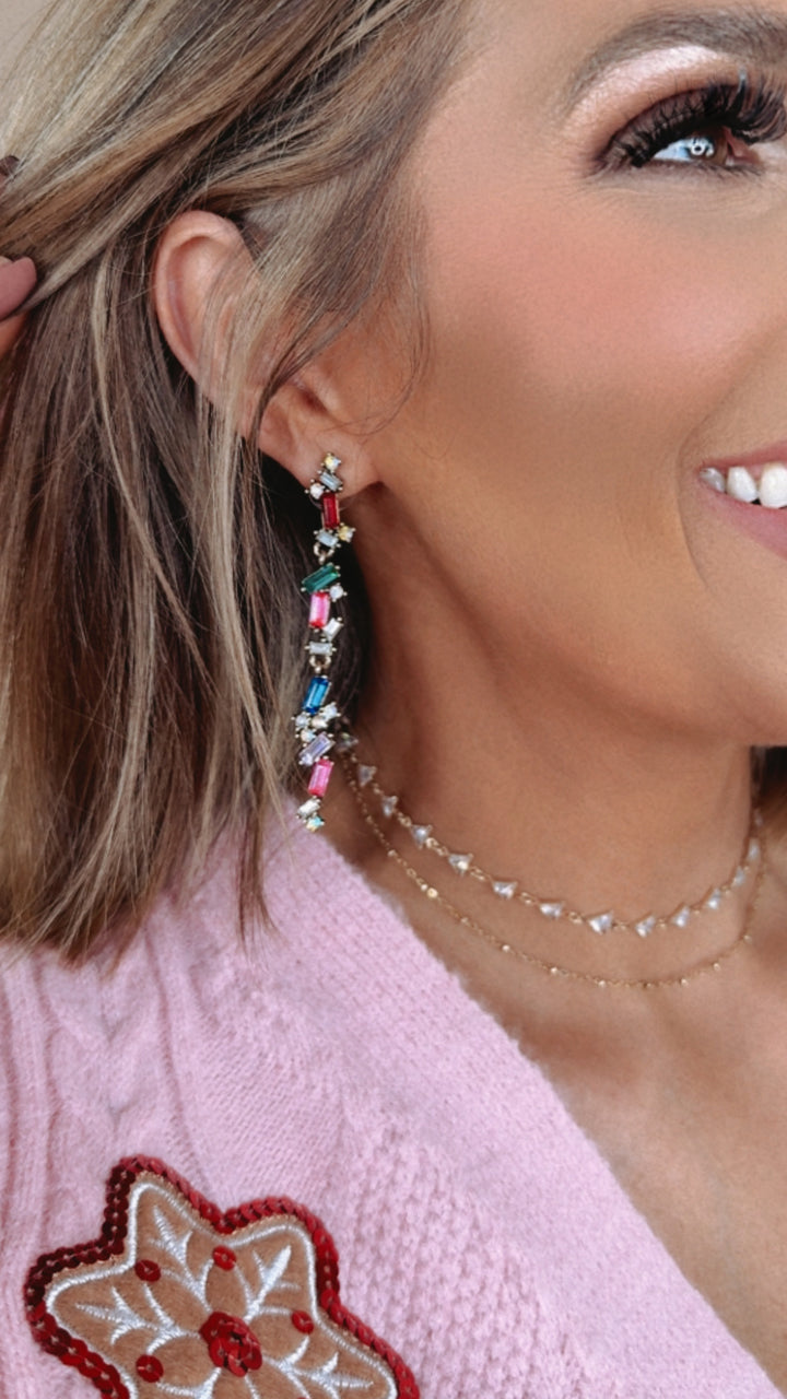 Multi Color Crystal Drop Earring