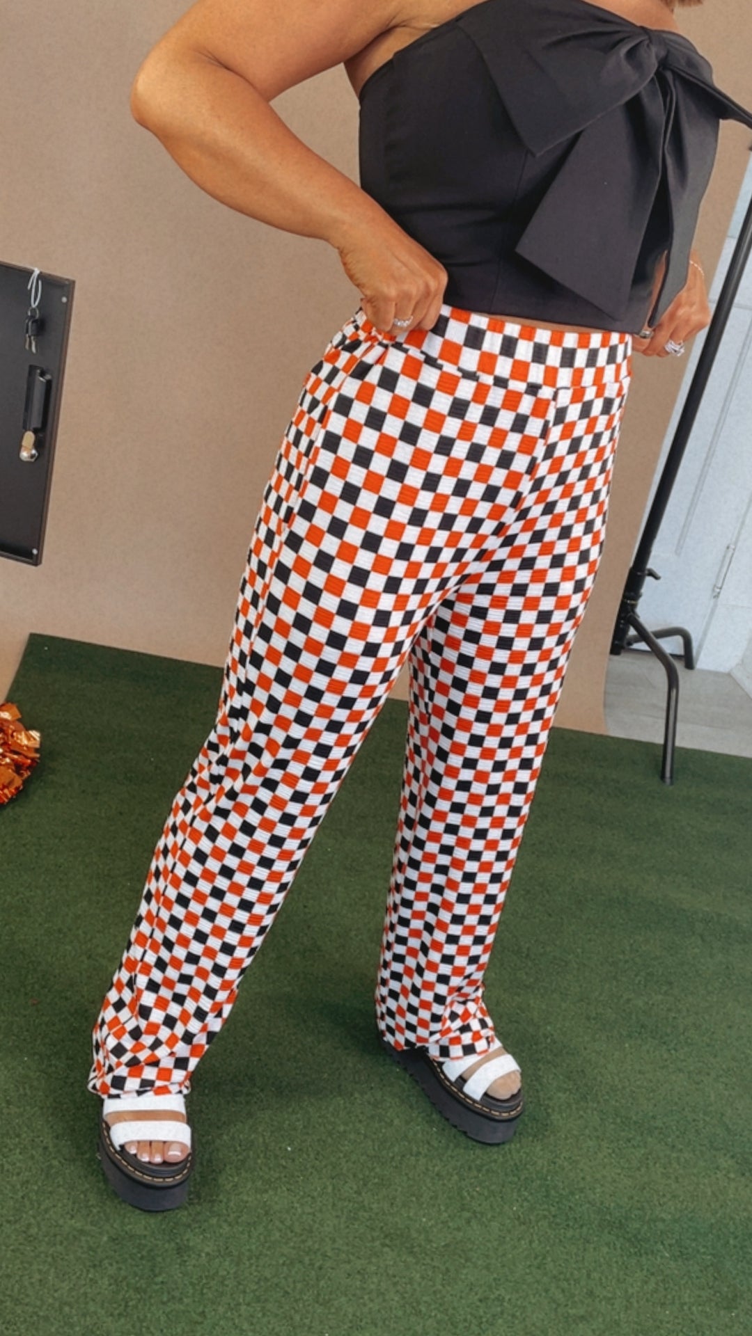 PRE ORDER: 10/1: ECB Exclusive : Kickin' It Checkered Pant, Orange/Black