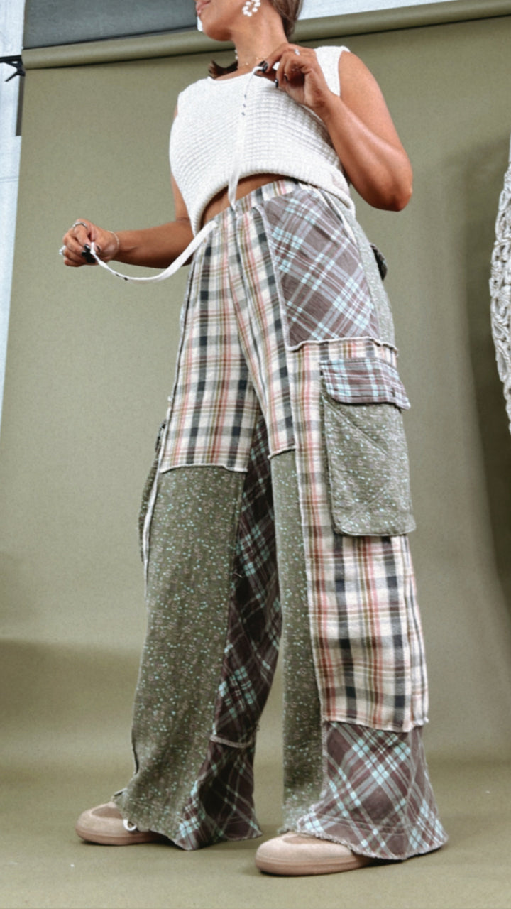 POL: Drifter Flannel Patchwork Wide Leg Pants