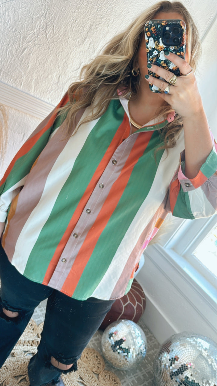 All Retro Multi Color Striped Top