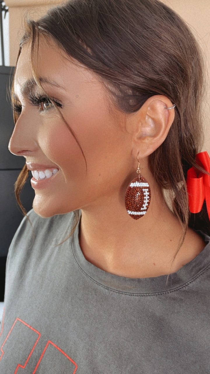 Football For Days Glam Earring, Brown