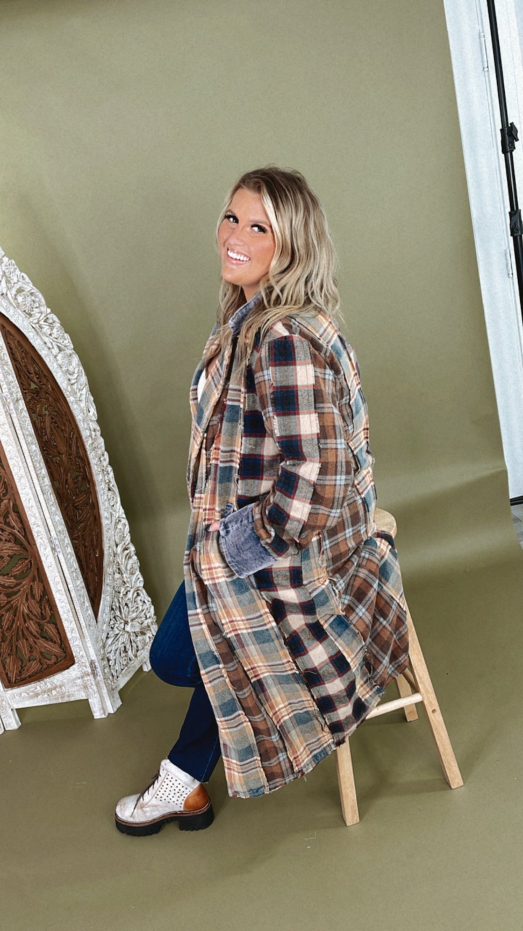 Oli & Hali: Stop & Stare Washed Plaid Jacket